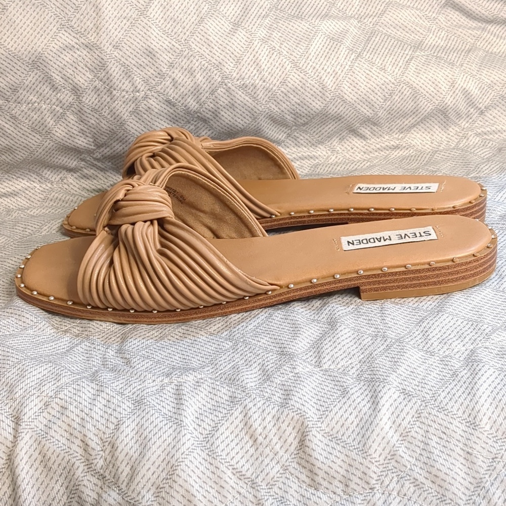 Steve Madden Willow Knot Slide Sandals In Nude - Picture 3 of 16